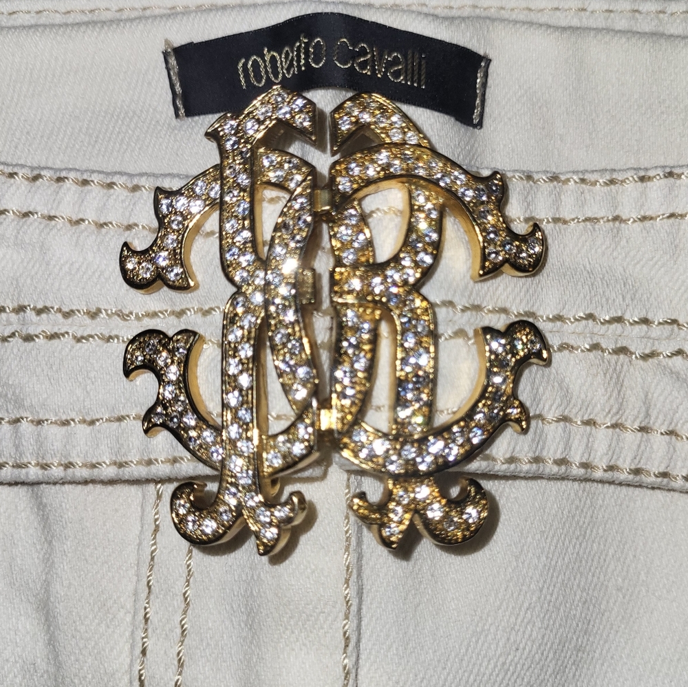 Roberto Cavalli off-white/cream crop  "RC" jeans size 40